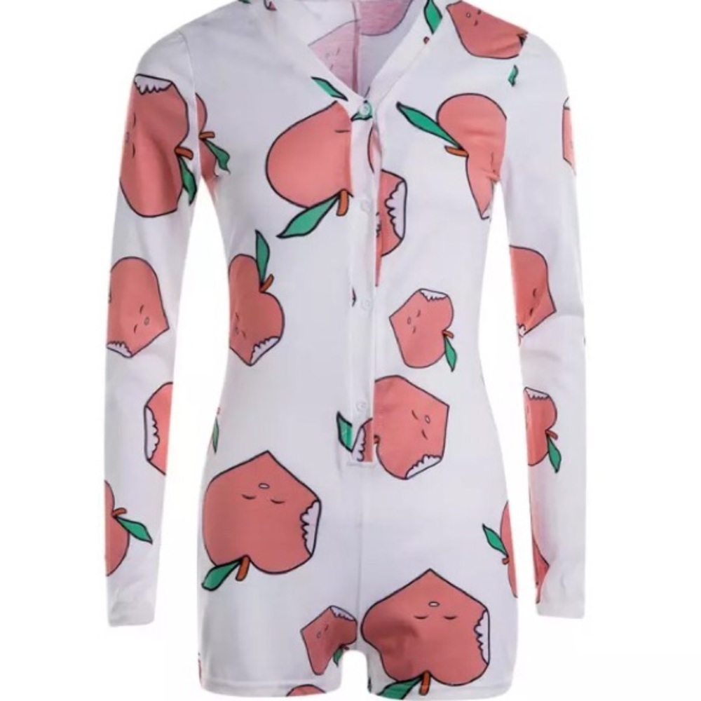 Women's Peachy white one piece jumpsuit onesie pajamas